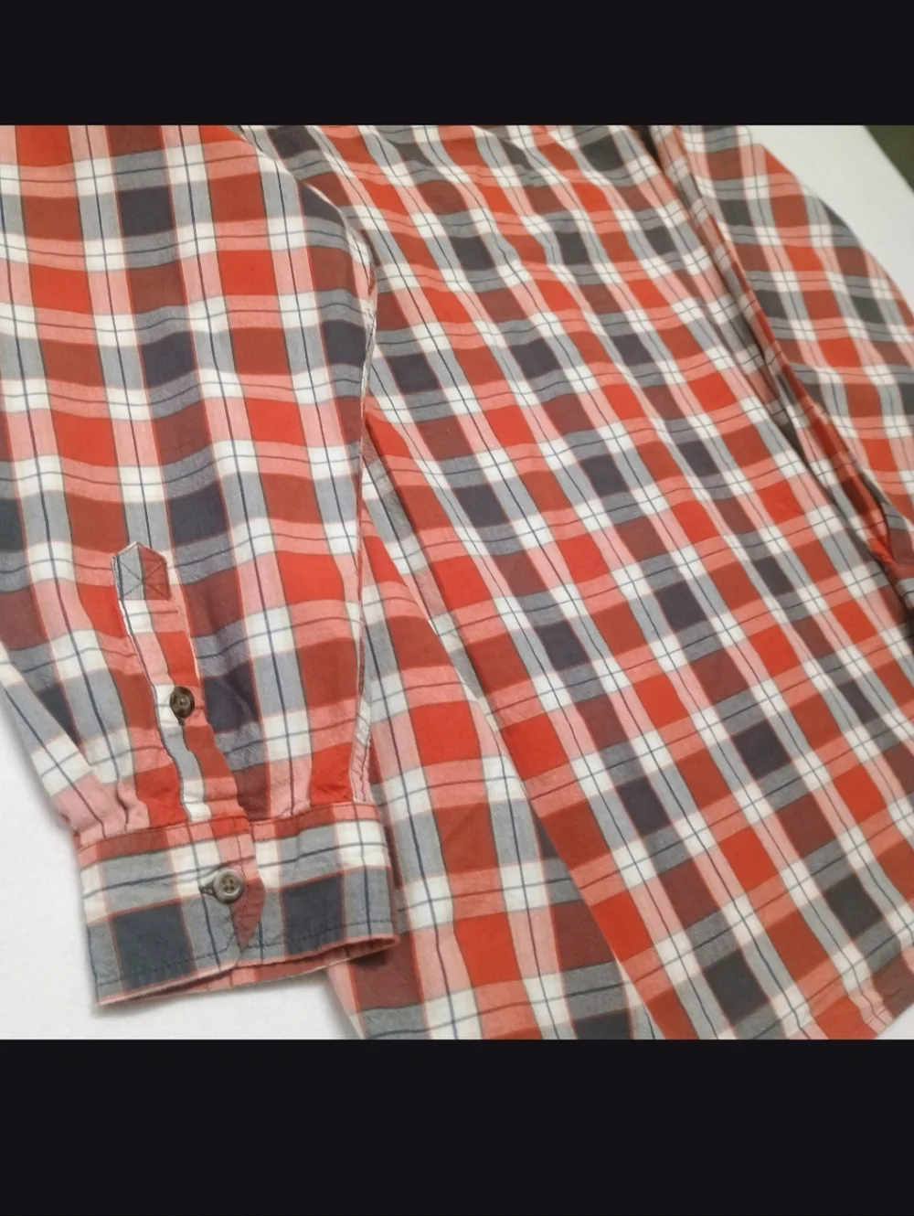 Carhartt Mens 2XL Orange Red and Gray Plaid Button-Down Shirt - Picture 4 of 8